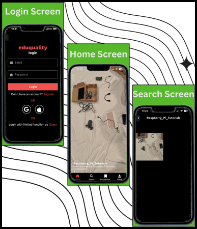 Eduquality mobile app screens